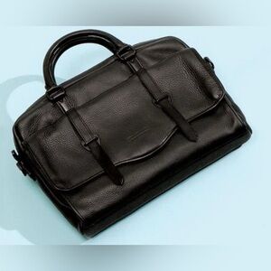 Ben Minkoff Pebbled Leather Laptop Black Padded Messenger Briefcase Bag 15”X11”